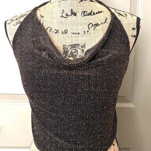 CAUTION TO THE WIND Black & Gold Halter Top
